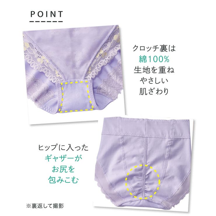 1枚3役 綿混ストレッチ お腹＆ヒップサポート レース深ばき丈ショーツ４枚組 | nissen | 詳細画像8 