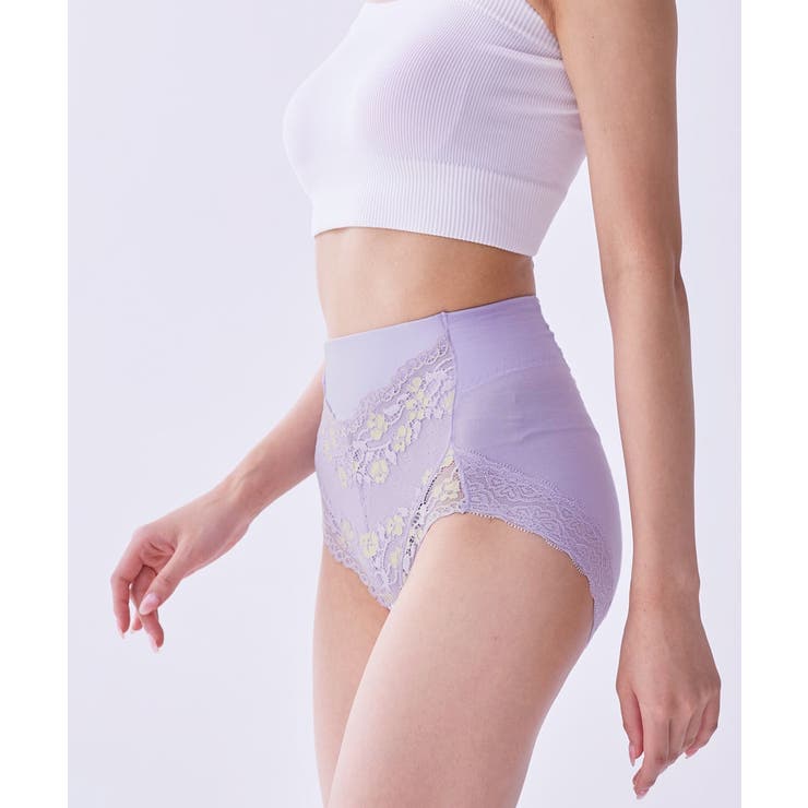 1枚3役 綿混ストレッチ お腹＆ヒップサポート レース深ばき丈ショーツ４枚組 | nissen | 詳細画像14 