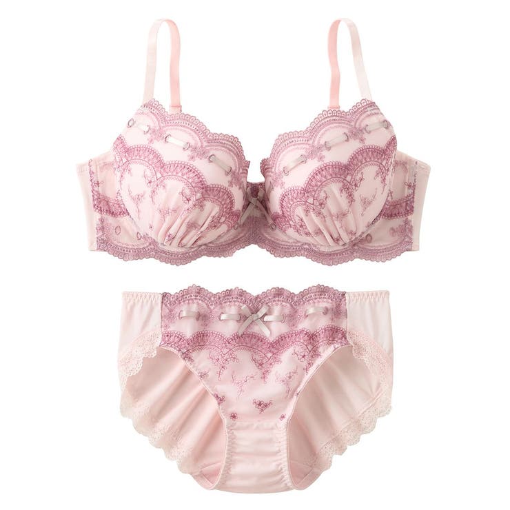 チャームピンク | ブラショーツセット リボン通し ブラジャー | nissen