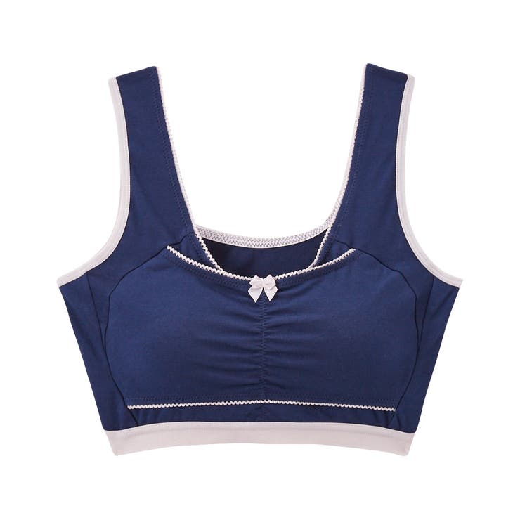 ネイビー | n，Dream バストを包むストレッチナイトブラジャー(綿混素材) | nissen