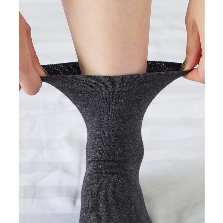 日本製 オーガニックコットン混 足口ゆったり無地クルーソックス５足組 | nissen | 詳細画像14 