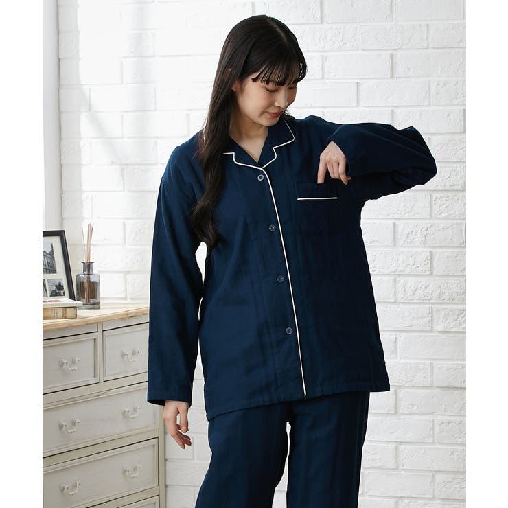 ３重ガーゼ綿１００%襟付き前開きパジャマ | nissen | 詳細画像16 