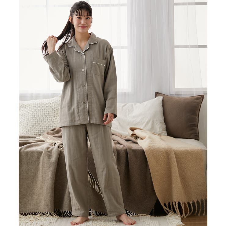 ３重ガーゼ綿１００%襟付き前開きパジャマ | nissen | 詳細画像18 