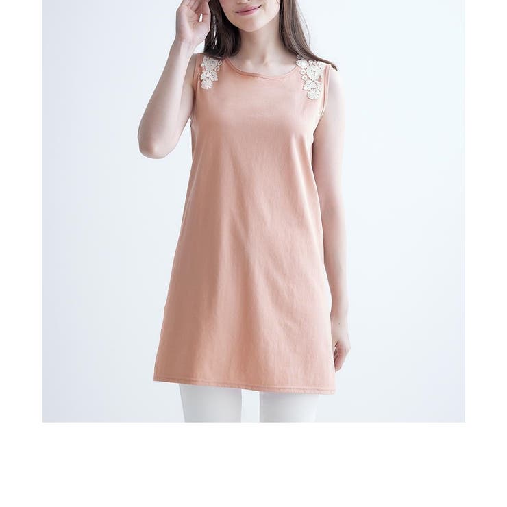 綿混吸汗速乾 バックレース付チュニック丈タンクトップ2枚組 | nissen | 詳細画像11 