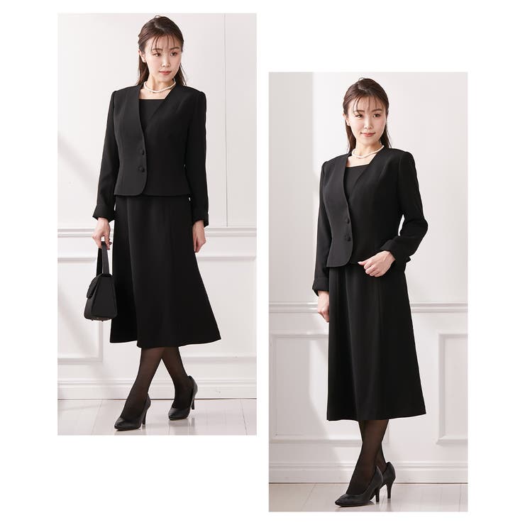 【大きい胸専用】【喪服 礼服 フォーマル】洗える防しわノーカラーアンサンブル（ノ… | nissen | 詳細画像4 