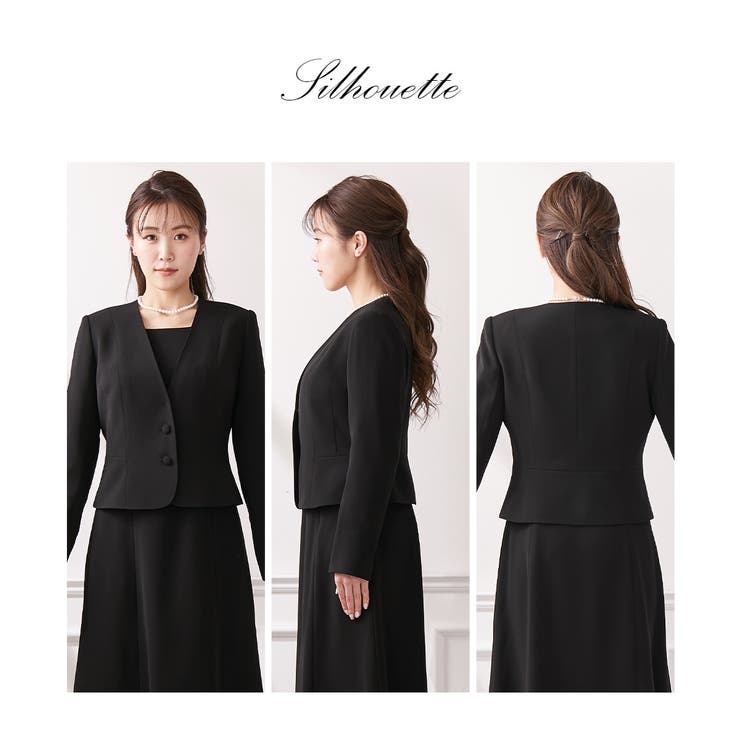 【大きい胸専用】【喪服 礼服 フォーマル】洗える防しわノーカラーアンサンブル（ノ… | nissen | 詳細画像6 