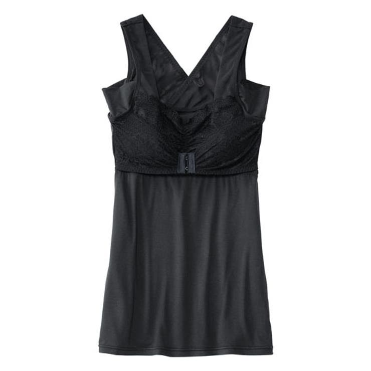 黒 | ひんやりしてさらさら 汗取りパッド付レーシーブラトップタンクトップ UVカット | nissen