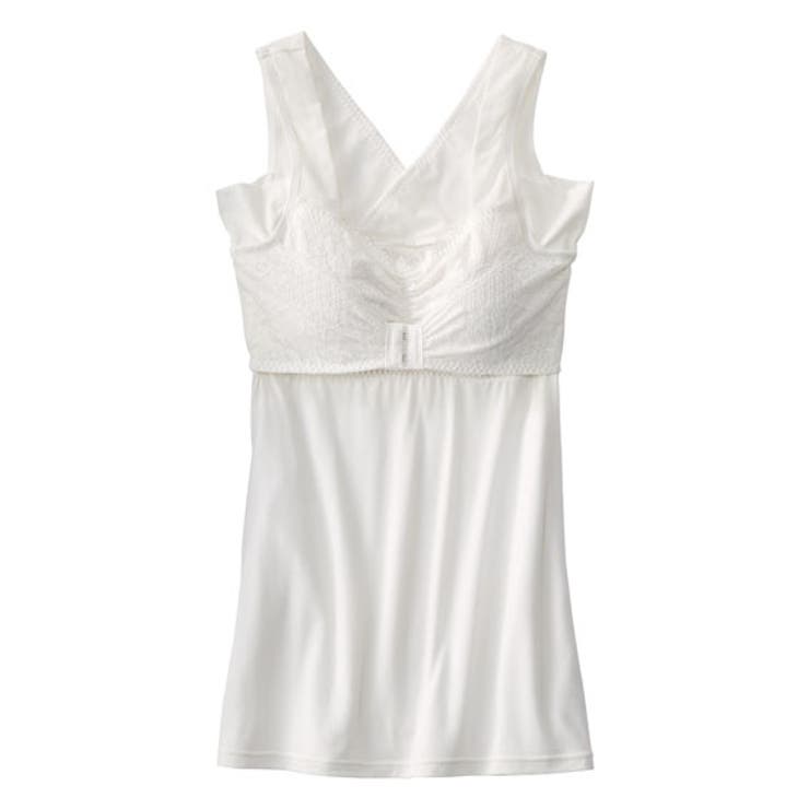 オフホワイト | ひんやりしてさらさら 汗取りパッド付レーシーブラトップタンクトップ UVカット | nissen