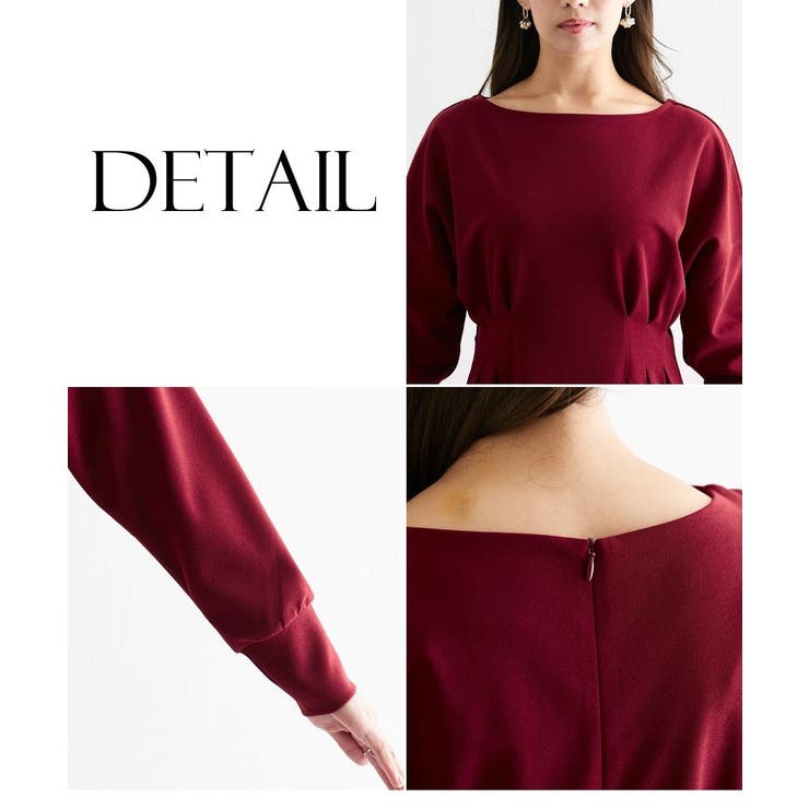 【大きい胸専用】ウエストタック長袖ドルマンワンピース(ポケット付) | nissen | 詳細画像10