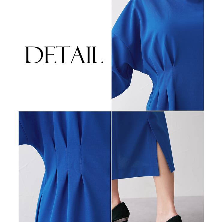 【大きい胸専用】ウエストタック長袖ドルマンワンピース(ポケット付) | nissen | 詳細画像19