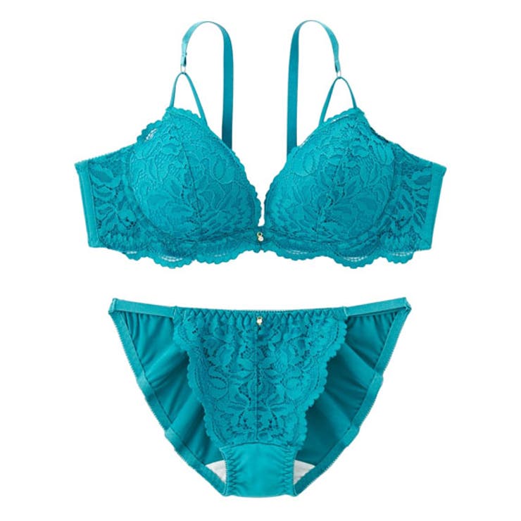 ワンカラ―ベーシックレーシー ノンワイヤーブラジャーショーツセット