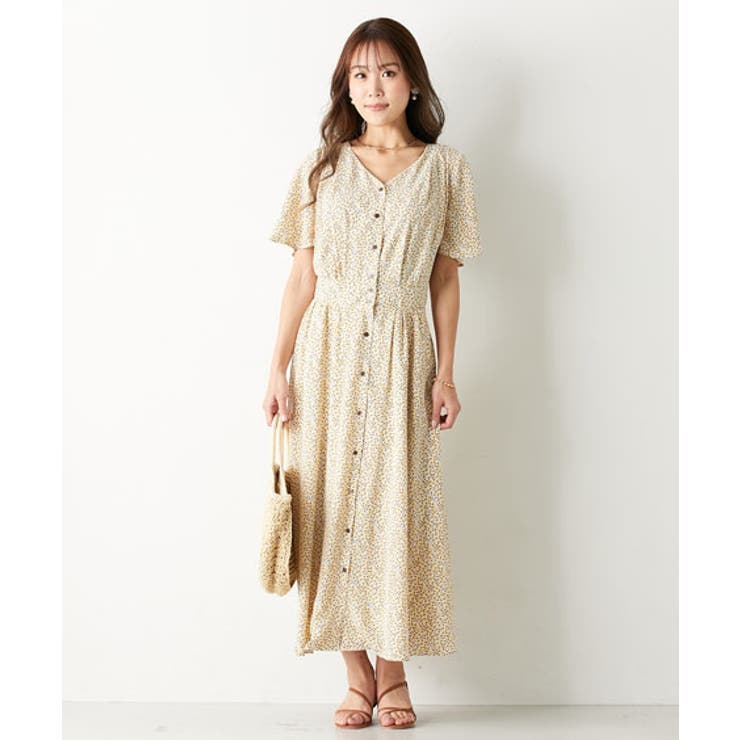 有松絞り　スズラン　フレア袖　シームポケット付きワンピース レース襟付きワンピース | MUVEIL Online Shop
