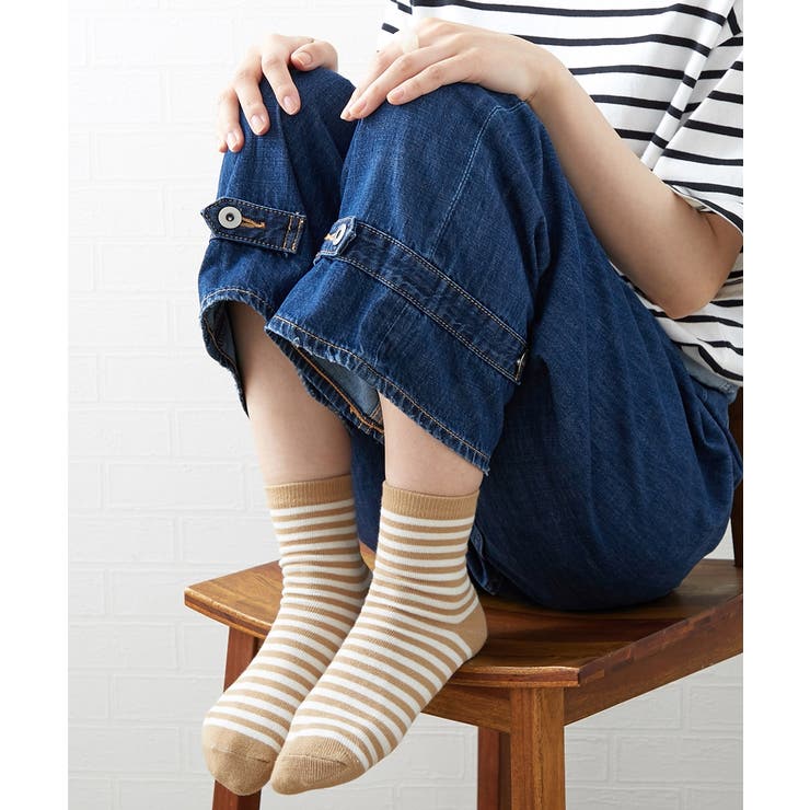 色柄おまかせ モノトーン柄クルーソックス１０足組 | nissen | 詳細画像8 