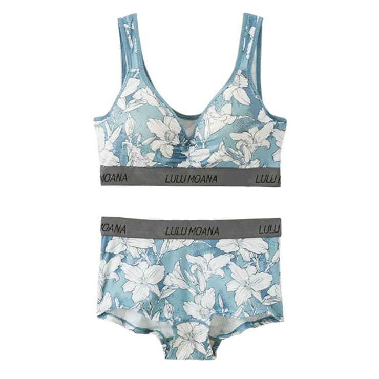 ミント | ボタニカルプリント ハーフトップブラジャーショーツセット | nissen