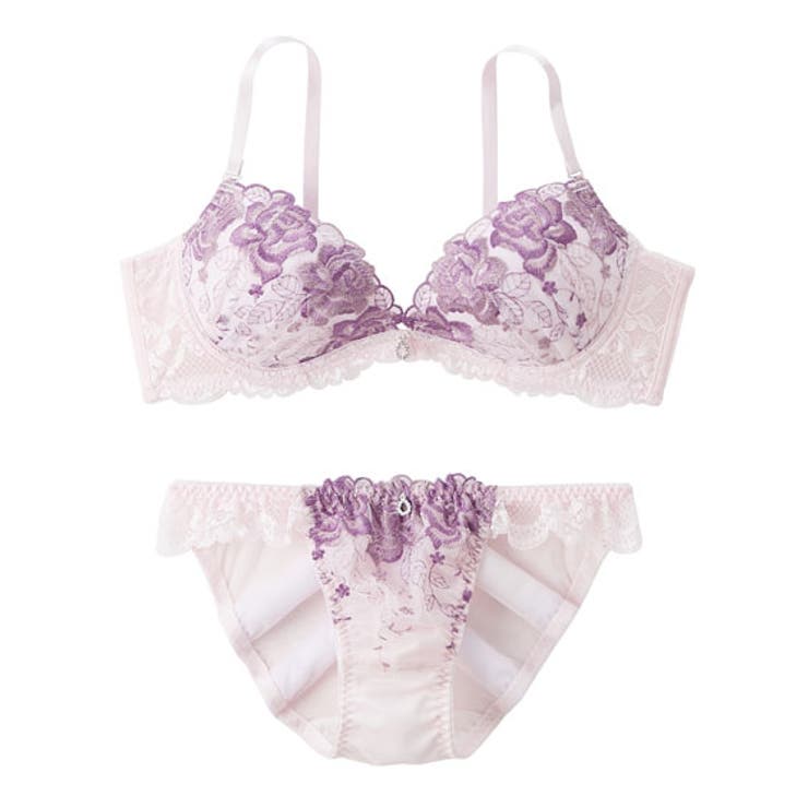 S-LL)脇高ロージーフラワー ノンワイヤーブラジャーショーツ