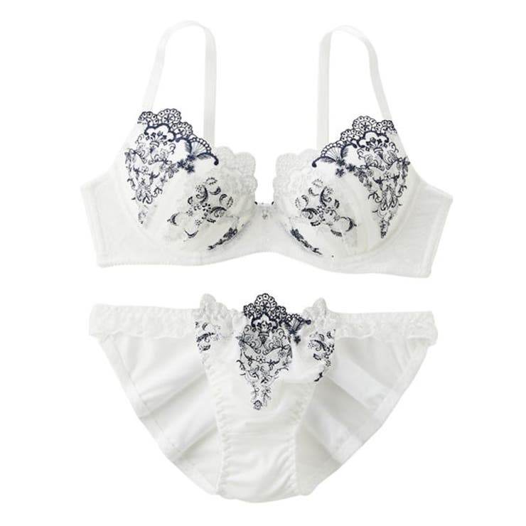 ホワイト | ラメ入りクラウンブラジャーショーツセット | nissen