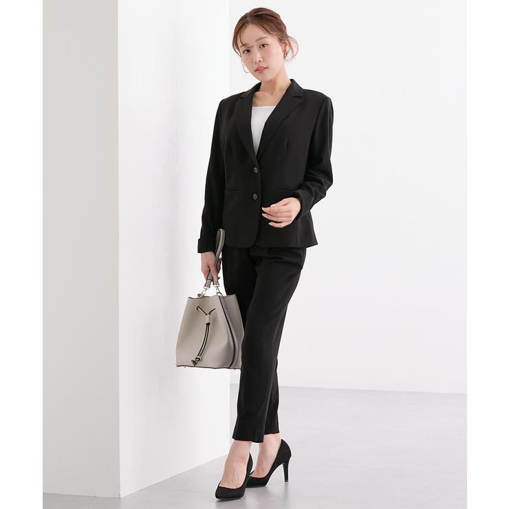 ネイビー | 【大きい胸専用】【レディススーツ】洗えるタテヨコストレッチテーラードパンツスーツ | nissen