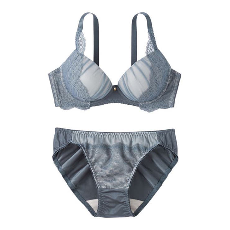 ブルー | (3L-5LG)ミア ノンワイヤーブラジャーショーツセット | nissen