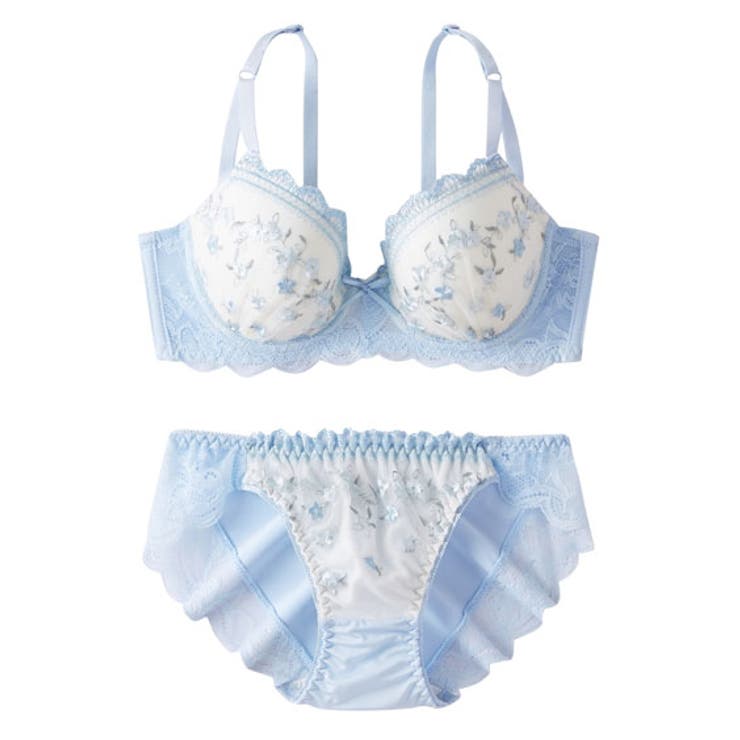 A70/M-D85/LL)脇高パステル小花柄ブラジャーショーツセット[品番