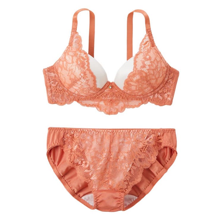 新品　未使用　ブラデリス　上下　F70 ブラ　ショーツ　パンツ　オレンジ　レース 新品 未使用 ブラデリス 上下 F70 ブラ ショーツ パンツ