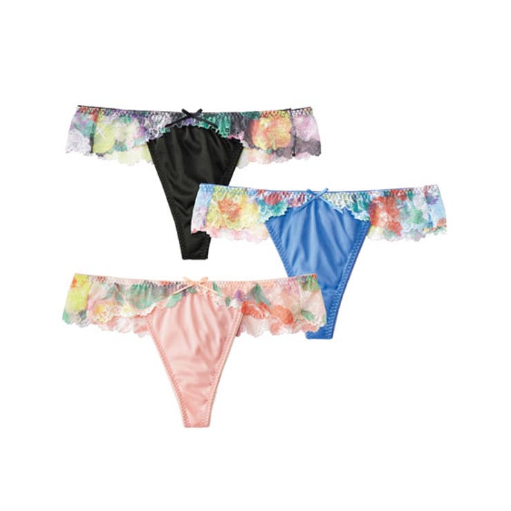 フラワープリントレースTバックショーツ3枚組[品番：NISW0002746