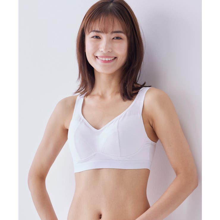 ホワイトブラノンワイヤーハーフトップブラジャー2枚組[品番