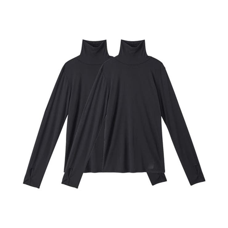 M-LL)シルク入り 指穴付きハイネックインナー2枚組[品番：NISW0002803