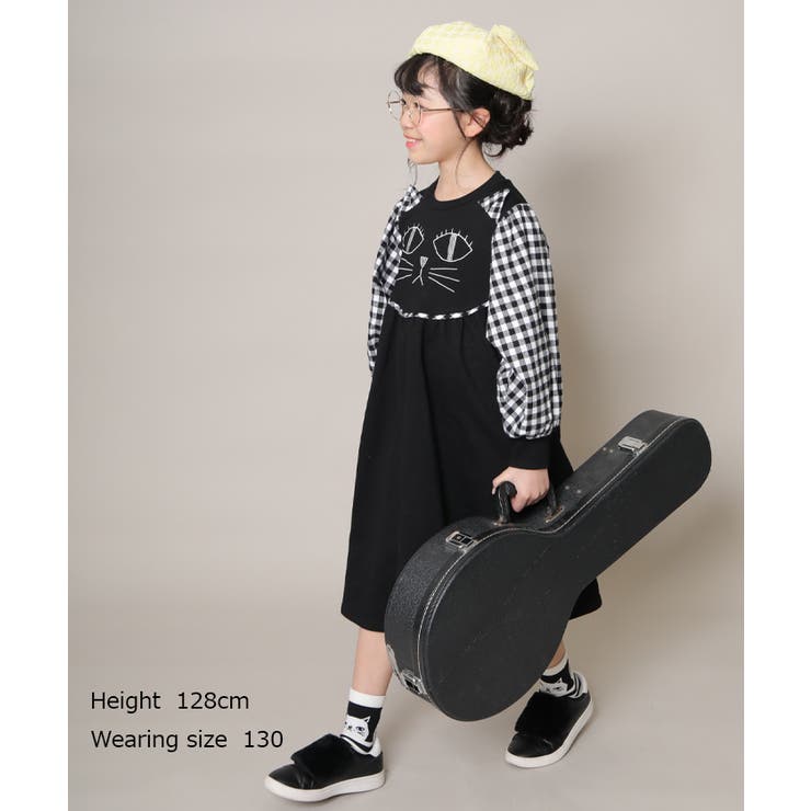 裏毛ネコヨークワンピース 100～140[品番：STTK0000461]｜unica