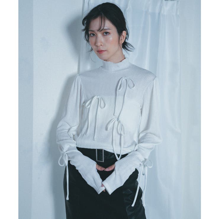 WHITE | 【Nora Lily】「elle」Ribbon Rib Top | Nora Lily