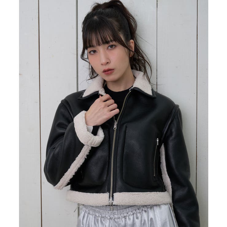 BLACK | 「elle」Boa Fake Leather | Nora Lily