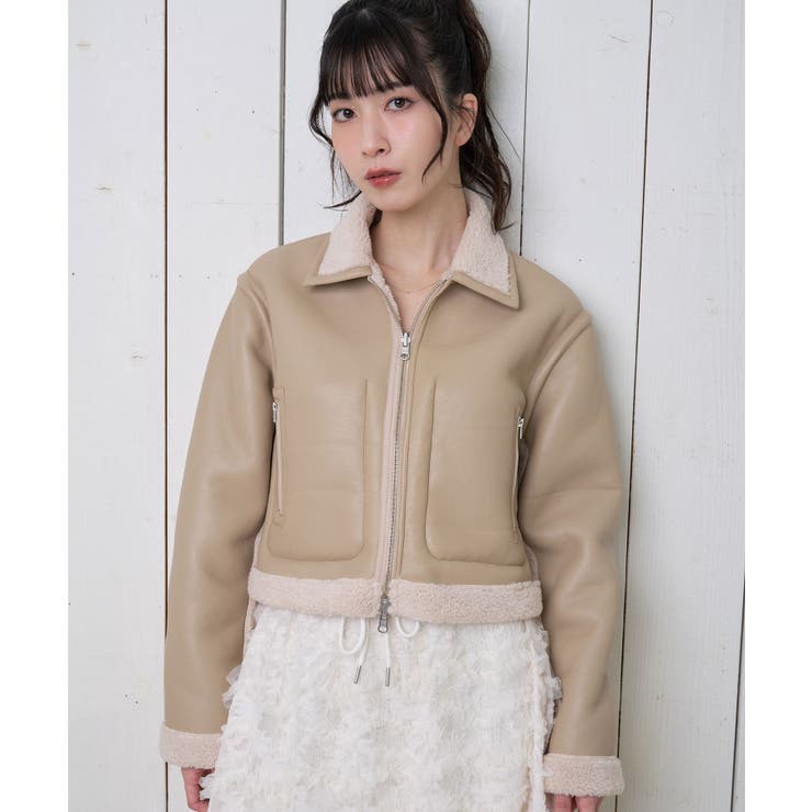 Light BEIGE | 「elle」Boa Fake Leather | Nora Lily