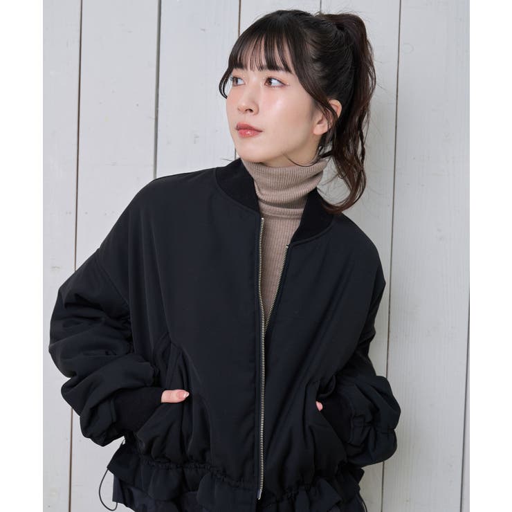 BLACK | 【Nora Lily】「elle」Gathering Bomber MA-1 | Nora Lily
