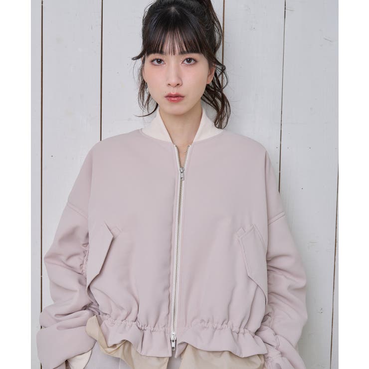 Light BEIGE | 【Nora Lily】「elle」Gathering Bomber MA-1 | Nora Lily