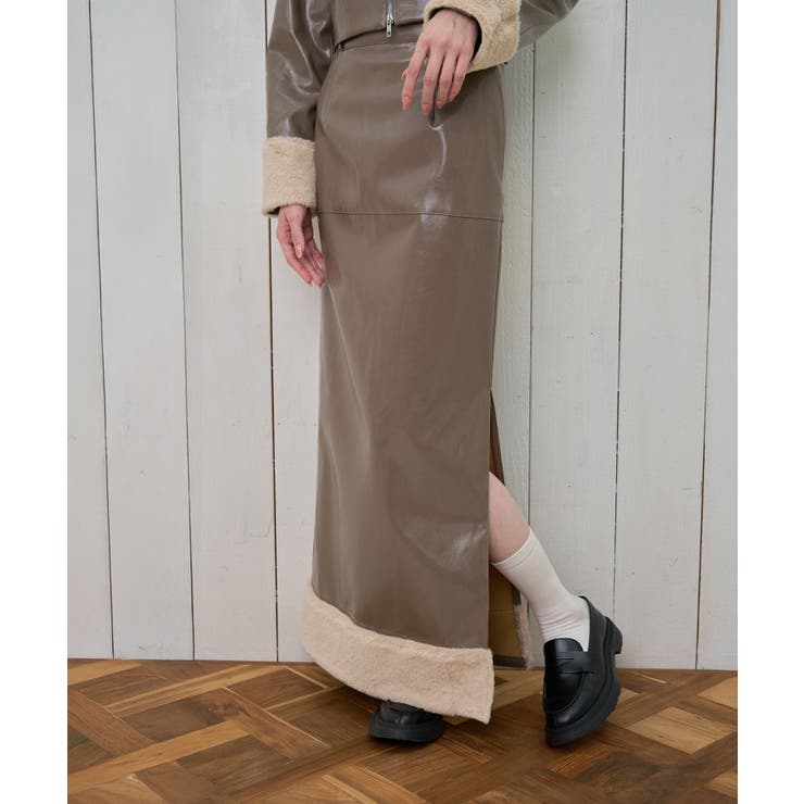 Dark KHAKI | 【Nora Lily】「elle」Shiny Fake | Nora Lily