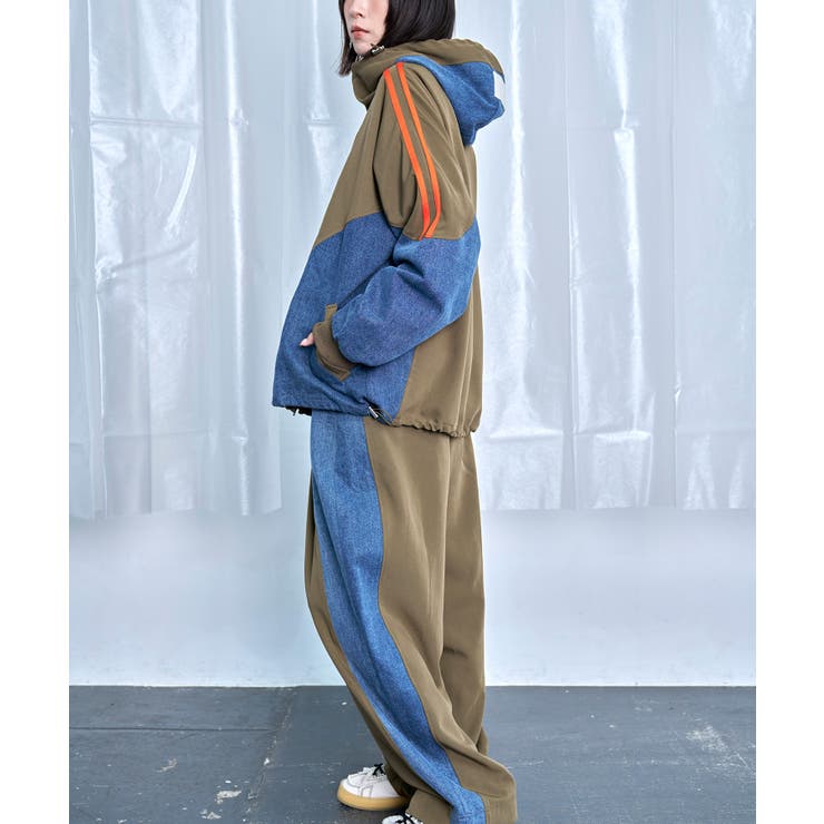 Denim Combo Hooded Zip Blouson | Nora Lily | 詳細画像9 