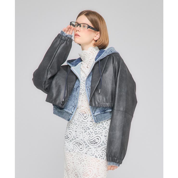 ブラック | Tailored Combination Blouson | Nora Lily