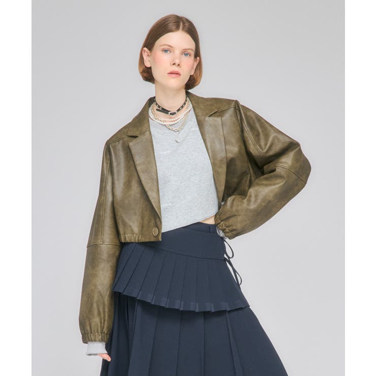 オリーブ | Tailored Combination Blouson | Nora Lily