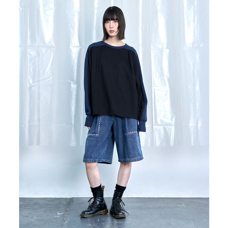 Switching Bi-Color Tuck Raglan Tee | Nora Lily | 詳細画像26 