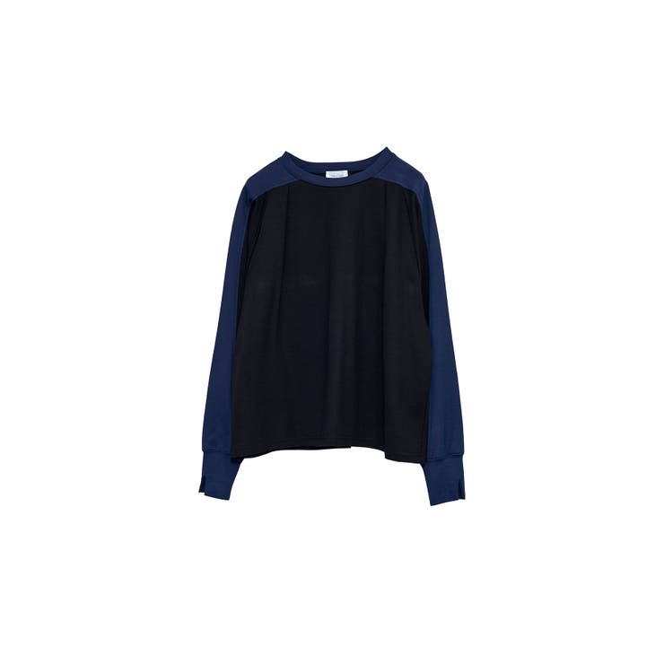 ネイビー系 | Switching Bi-Color Tuck Raglan Tee | Nora Lily