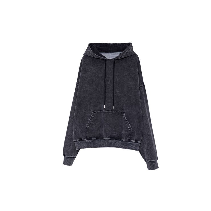 ブラック系 | Denim-Look Pullover Sweat Hoodie | Nora Lily