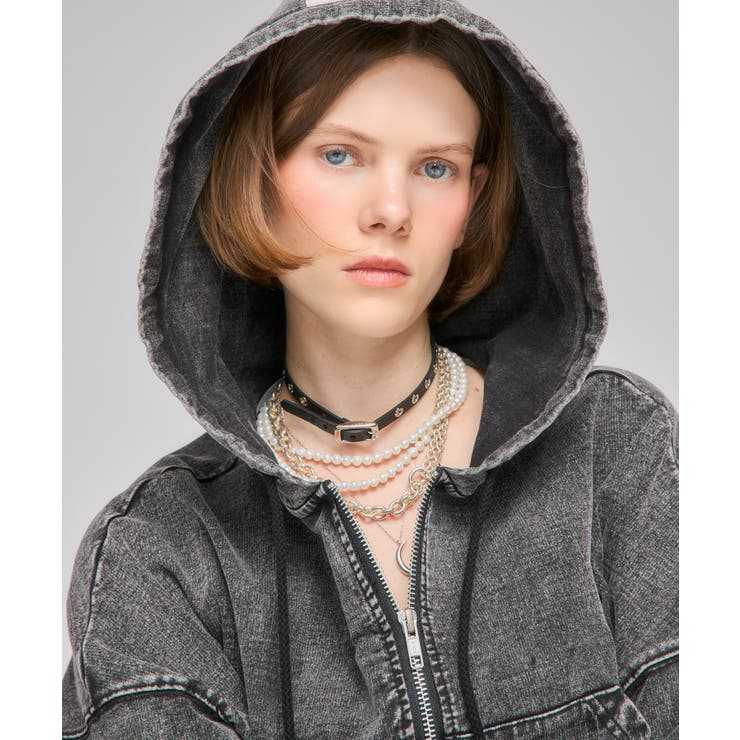 Chemical Denim Like Sweat Zip-up Hoodie[品番：NORW0000029]｜Nora