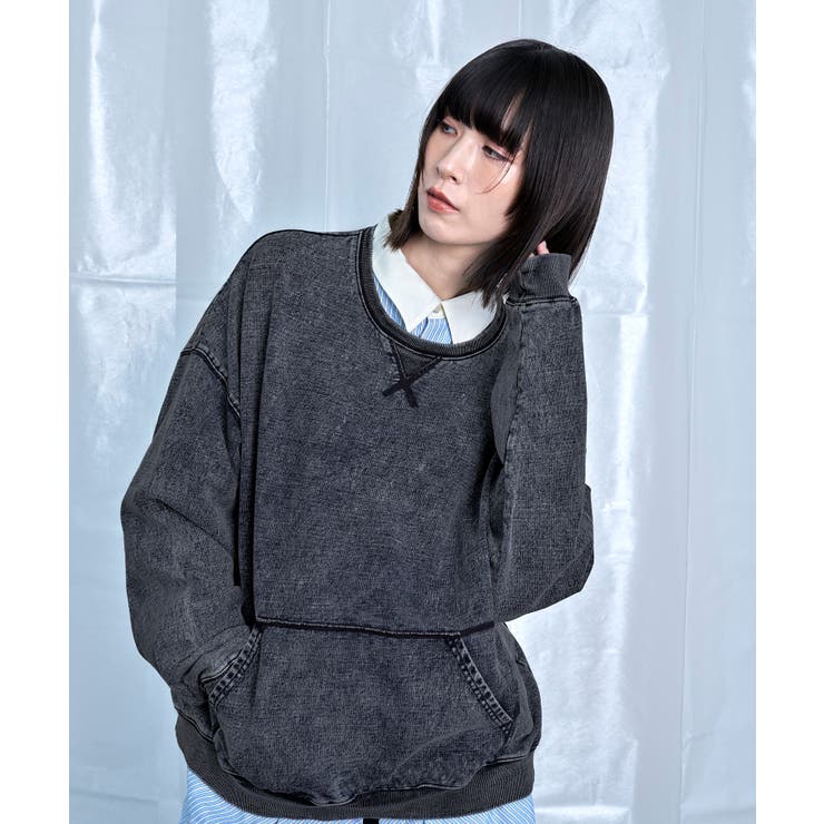 Denim-Look Pullover Sweatshirt | Nora Lily | 詳細画像11 