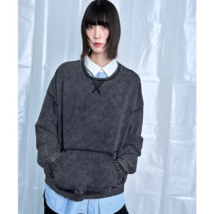 Denim-Look Pullover Sweatshirt | Nora Lily | 詳細画像12 