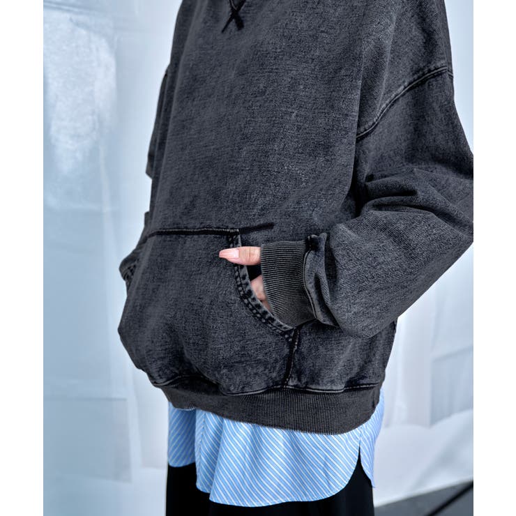 Denim-Look Pullover Sweatshirt | Nora Lily | 詳細画像14 