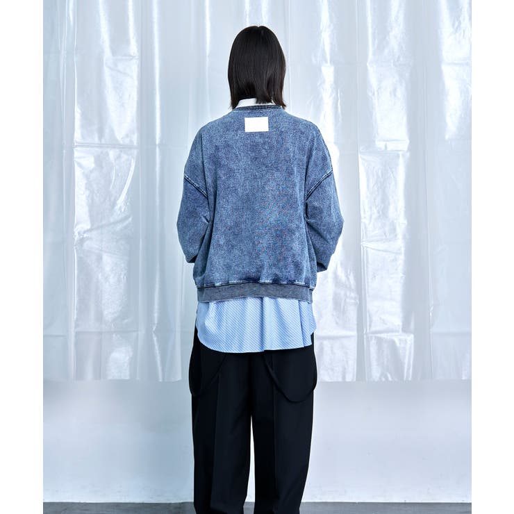 Denim-Look Pullover Sweatshirt | Nora Lily | 詳細画像8 