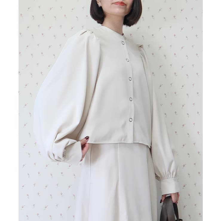 アイボリー | Button Up Puff Bolero Jacket | Nora Lily