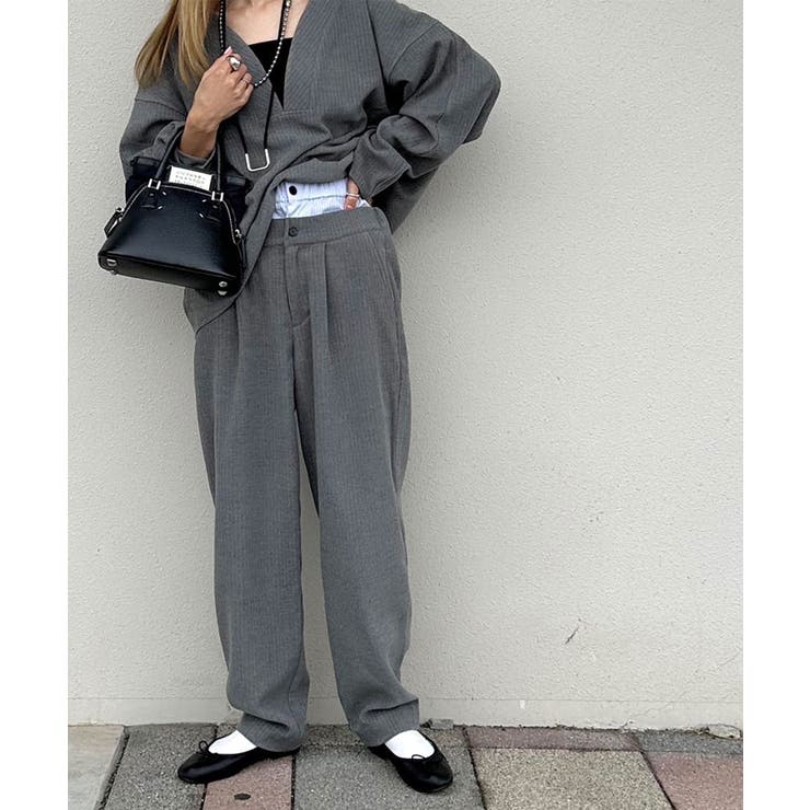 グレー | Double waist Compressed Pants | Nora Lily