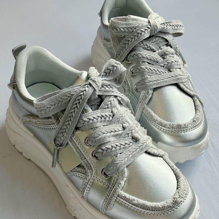 厚底 デザイン シューレース フリンジスニーカー | Noubel Voug Relax | 詳細画像13 