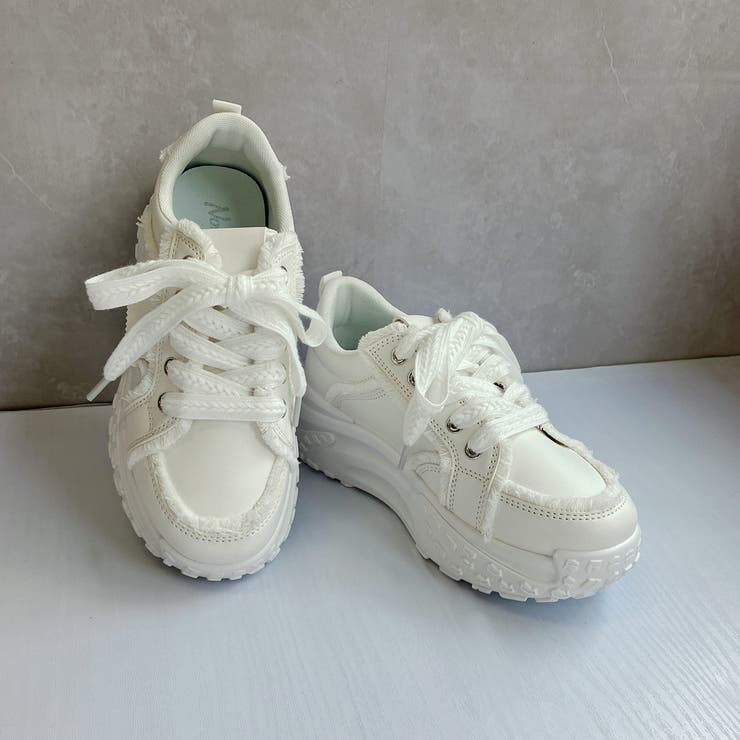 厚底 デザイン シューレース フリンジスニーカー | Noubel Voug Relax | 詳細画像18 