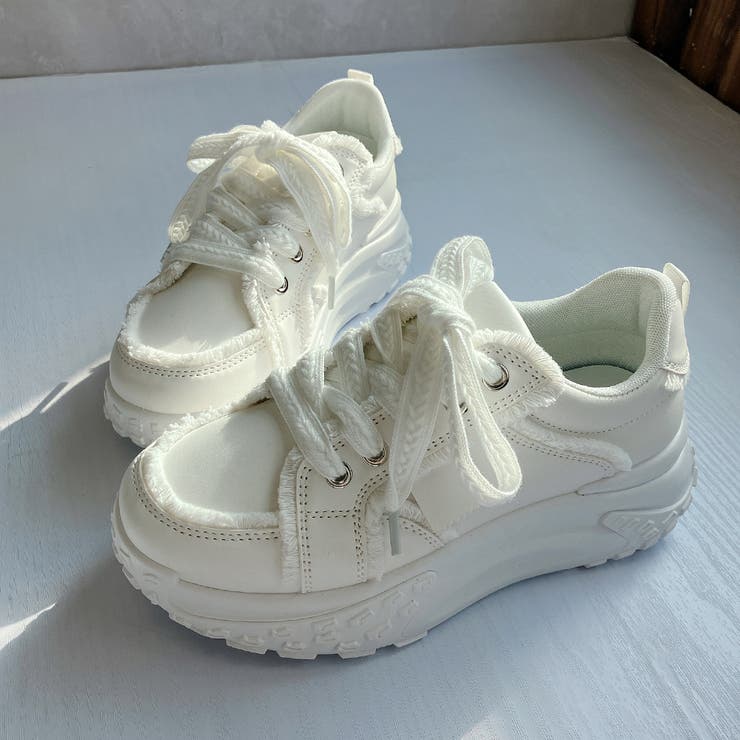 厚底 デザイン シューレース フリンジスニーカー | Noubel Voug Relax | 詳細画像19 